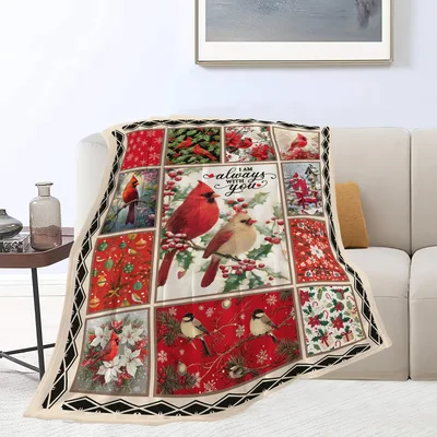 Christmas Cardinals Blanket: Red Birds in a Winter Quilt