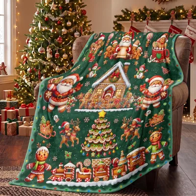 Santa Gingerbread Blanket for Cozy Christmas Nights