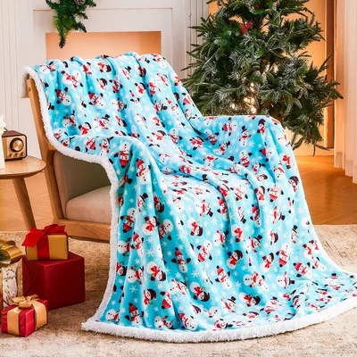 Turquoise Snowman Blanket for Cozy Winter Nights