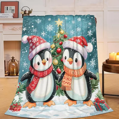 Christmas Penguins Blanket for Winter Nights and Holiday Cheer