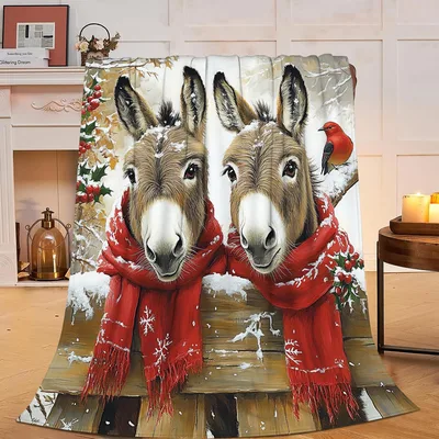Christmas Donkeys Blanket for Winter Cozy Nights