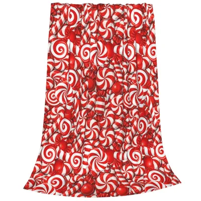 Peppermint Candy Blanket: Red and White Swirl Christmas Pattern Throw