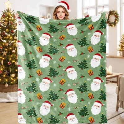 Santa Claus Christmas Pattern Blanket for Cozy Holiday Nights