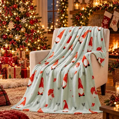 Cute Gnome Hearts Blanket for Cozy Holiday Nights