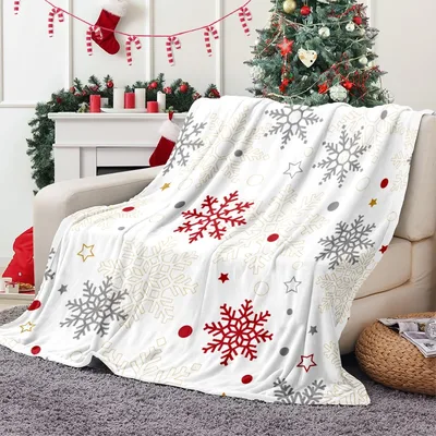Red Gray Gold Snowflake Blanket for Cozy Winters