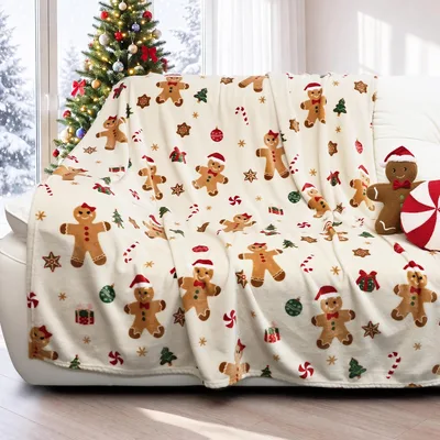 Gingerbread Men Christmas Pattern Blanket for Cozy Holiday Nights