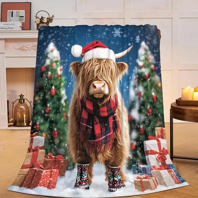 Highland Cow Christmas Blanket for Cozy Winter Nights