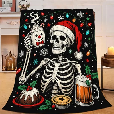 Christmas Skeleton Blanket for Holiday Fans and Dark-Humor Lovers