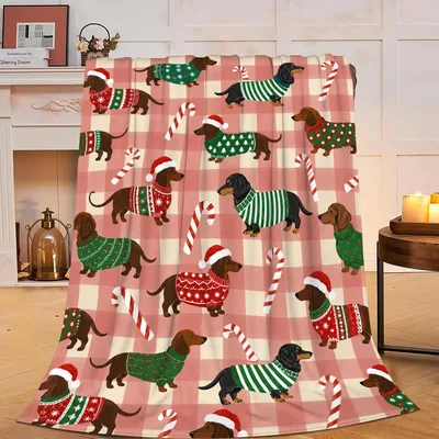 Christmas Dachshund Blanket for Dog Lovers and Holiday Cozy Nights