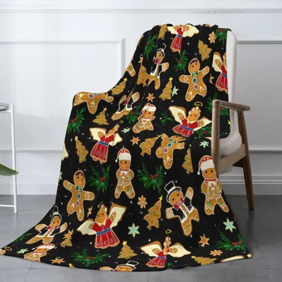 Gingerbread Cookies Christmas Angels Blanket: Festive Holiday Pattern