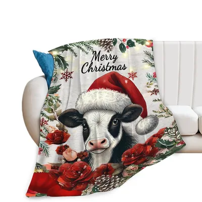 Holstein Cow Christmas Blanket for Farm Lovers and Holiday Cheer