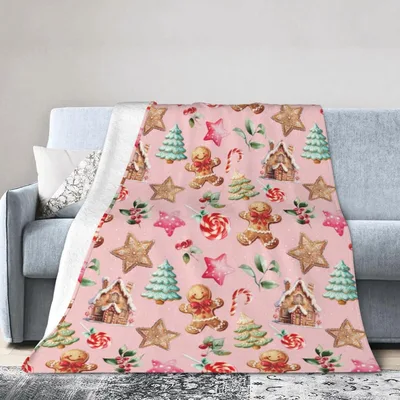 Candy Cane Holiday Blanket: Gingerbread Christmas Pattern
