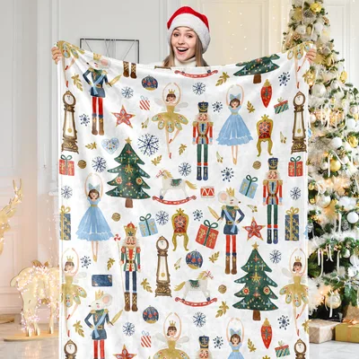 Holiday Nutcracker Pattern Blanket for Cozy Winter Nights
