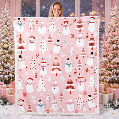 Christmas Snowmen Pattern Blanket for Cozy Winter Nights