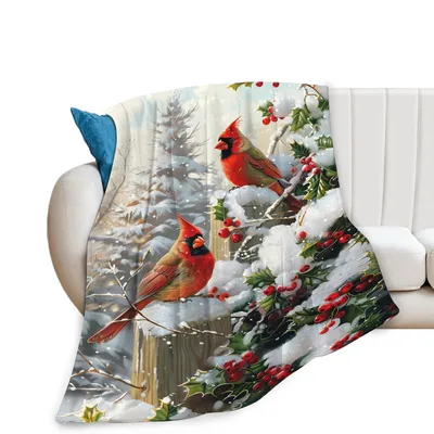 Cardinal Birds Winter Blanket for Cozy Snow Days