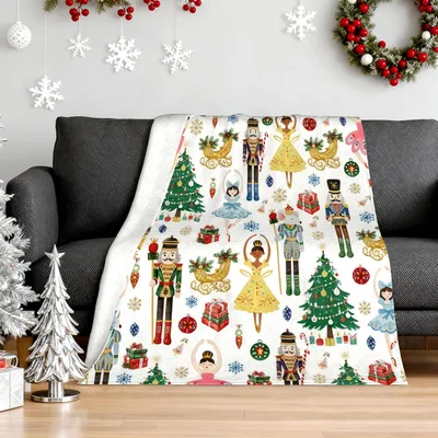 Christmas Nutcracker Ballet Blanket: Festive Dancers and Soldiers