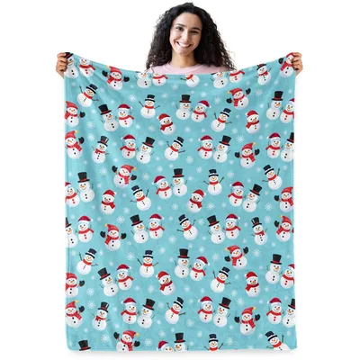 Snowman Pattern Blanket for Cozy Winter Nights