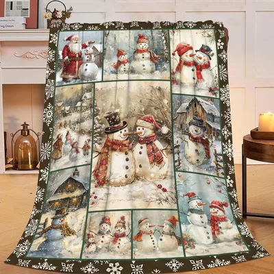 Vintage Snowman Blanket for Cozy Winter Nights