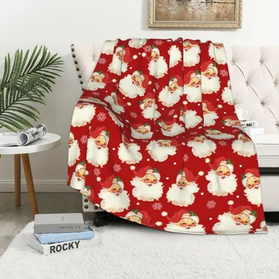 Vintage Santa Claus Face Blanket for Cozy Holiday Nights