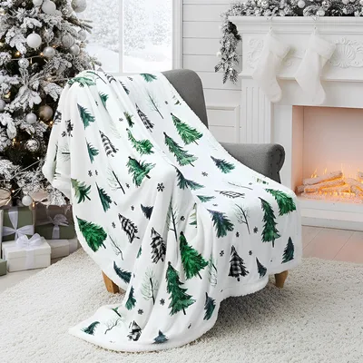 Watercolor Pine Trees Blanket for Cozy Winter Nights