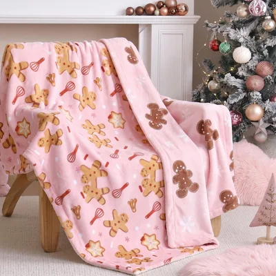 Pink Gingerbread Blanket for Cozy Christmas Nights