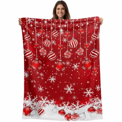 Red Christmas Ornaments Blanket for Cozy Holiday Nights