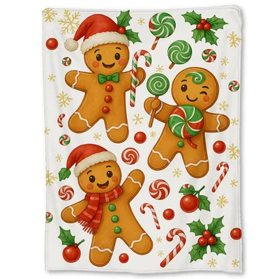 Gingerbread Men Christmas Blanket for Cozy Holiday Nights
