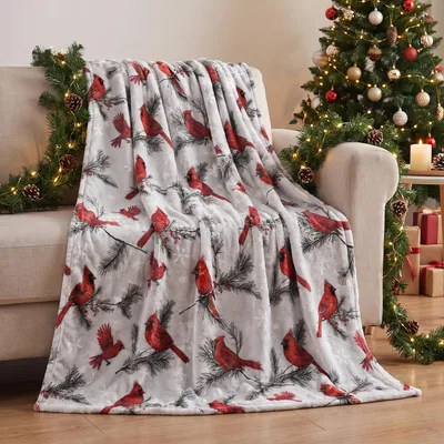 Red Cardinals on Pine Blanket for Winter Cozy Nights