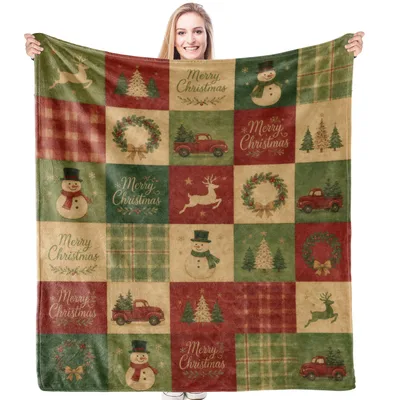 Merry Christmas Merry Christmas Merry Blanket: Vintage Patchwork Throw