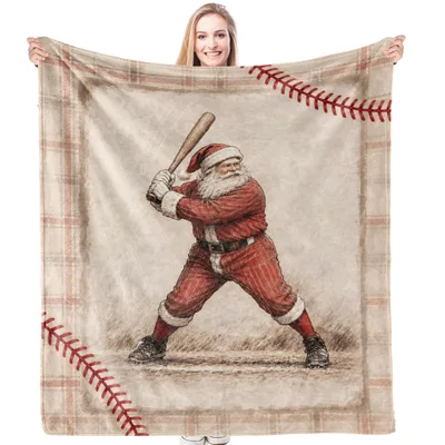 Santa Baseball Blanket for Holiday Fans and Diamond Lovers
