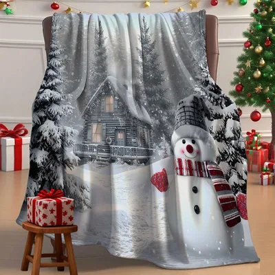 Snowy Christmas Scene Blanket for Winter Nights