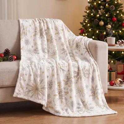 Silver Snowflake Blanket for Cozy Winter Nights