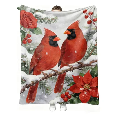 Two Cardinals in Winter Blanket for Cozy Holiday Evenings