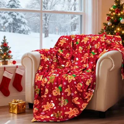 Christmas Gingerbread Cookie Blanket for Cozy Winter Nights
