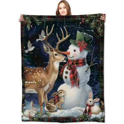 Winter Woodland Animals Blanket for Cozy Christmas Nights
