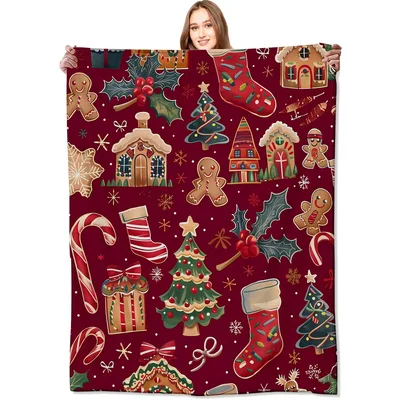 Gingerbread Christmas Pattern Blanket for Cozy Holidays