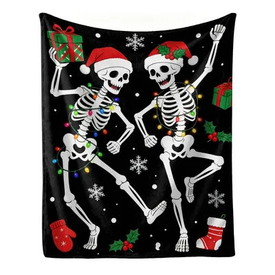 Dancing Skeleton Christmas Blanket for Holiday Fans