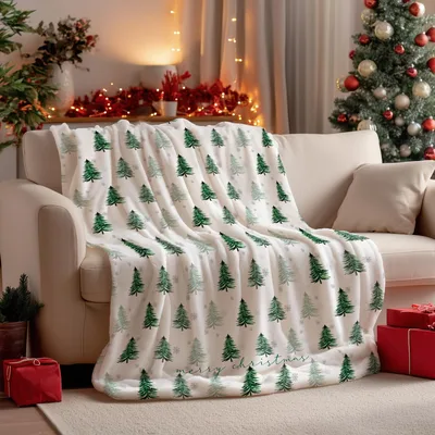 Christmas Pine Trees Pattern Blanket