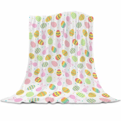 Pastel Easter Blanket with Eggs and Bunnies