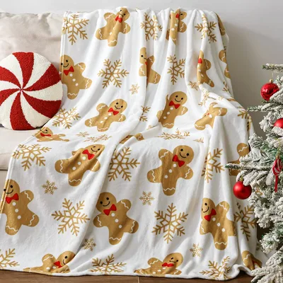 Gingerbread Men in Cream Blanket for Cozy Holiday Nights