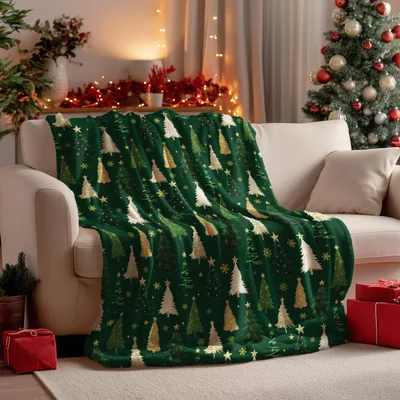 Holiday Tree Blanket: Green Christmas Tree Throw