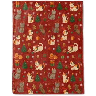 Cat Christmas Pattern Blanket for Holiday Cat Lovers