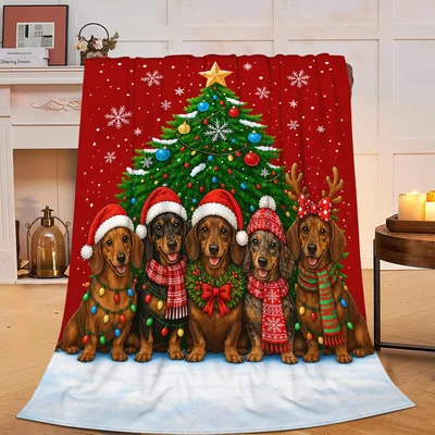 Dachshunds Christmas Tree Party Blanket for Holiday Fans