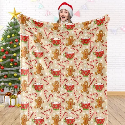 Gingerbread Candy Cane Cocoa Blanket for Cozy Winter Nights
