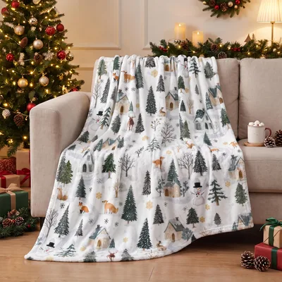 Winter Village Blanket for Cozy Christmas Nights