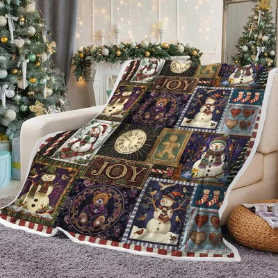 Christmas Joy Patchwork Blanket for Cozy Winter Nights