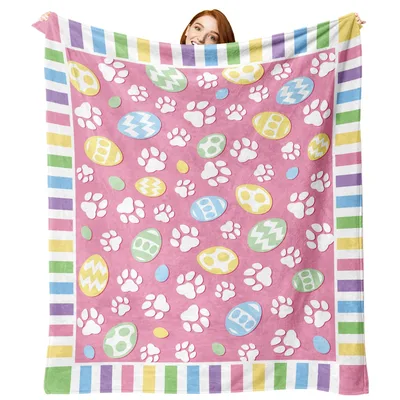 Easter Dog Lover Blanket with Paw Print Eggs