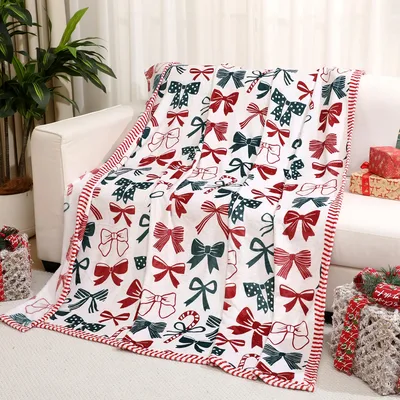 Holiday Bows Blanket for Cozy Winter Nights at Home