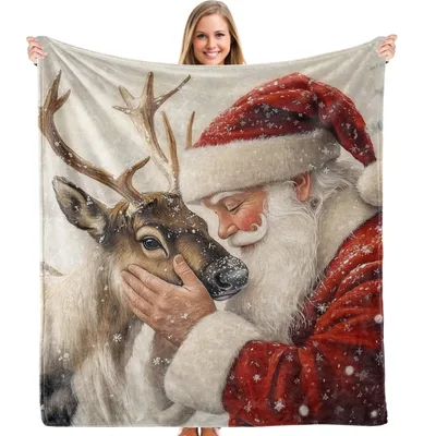 Santa Reindeer Christmas Blanket: A Quiet Winter Moment