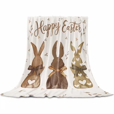 Bunny with Bow Blanket: Happy Easter Spring Throw